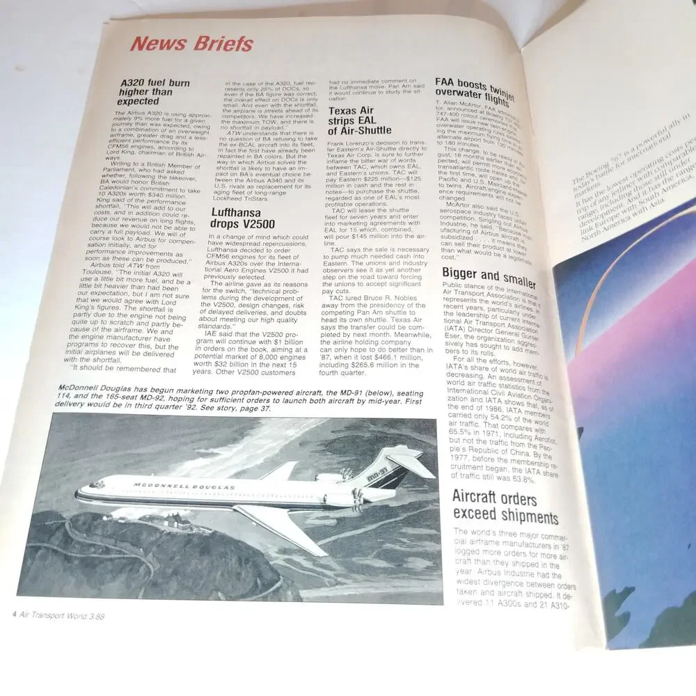 Air Transport World Magazine - March 1988 - Engine Report - Vintage Aviation